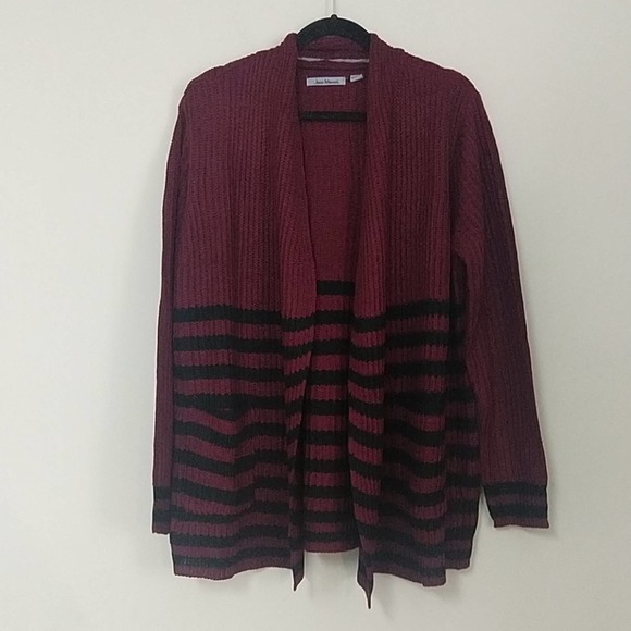 Jason Maxwell Striped Cardigan Deep Wine 1x - Picture 7 of 8